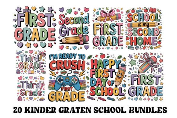 20 Back to School Kinder Gartan Graphics: A Design Bundle for Every Crafter