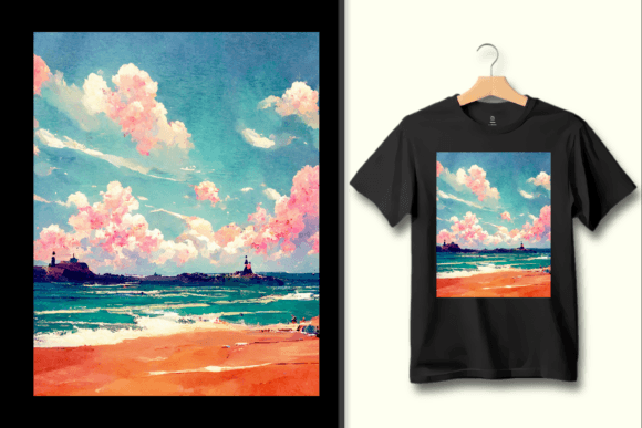 Cloudy Sea Beach PNG: A Graphic for Mood-Driven Design