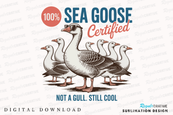 Cool Sea Goose Certified Funny Graphic: A Playful Design Asset