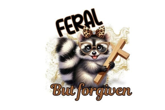 Cute Faith Raccoon Graphic Feral Png: Faith with a Playful Edge