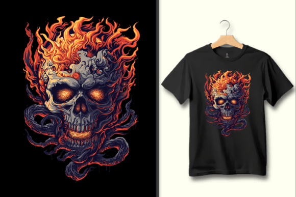 Fiery Skull Head on Fire PNG: Bold Graphics for Edgy Projects
