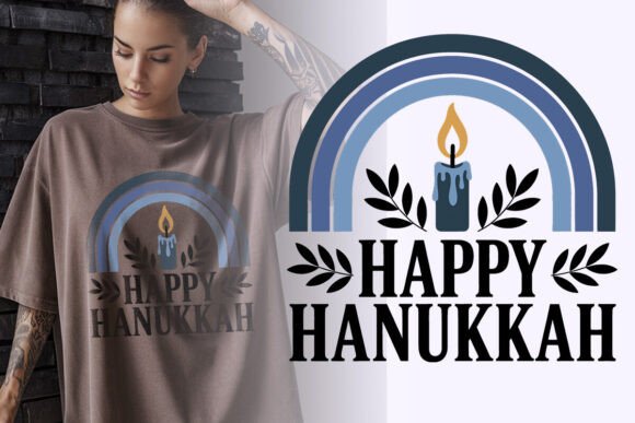 Happy Hanukah Floral Graphic PNG: Festive Design for Print