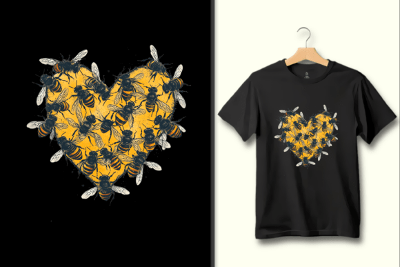 Honey Bee Love Heart PNG: A Bold Graphic for Modern Design
