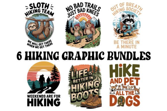Wild Trails Hiking 6 Graphic Bundles: Essential Design Assets